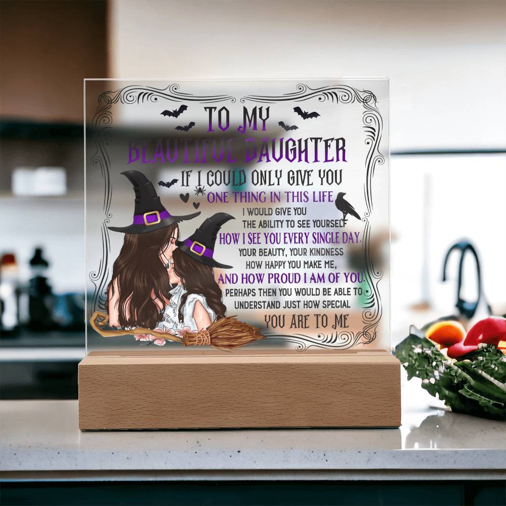 Halloween Gift For Daughter - How Special - Acrylic Square Plaque with Available LED Night Light