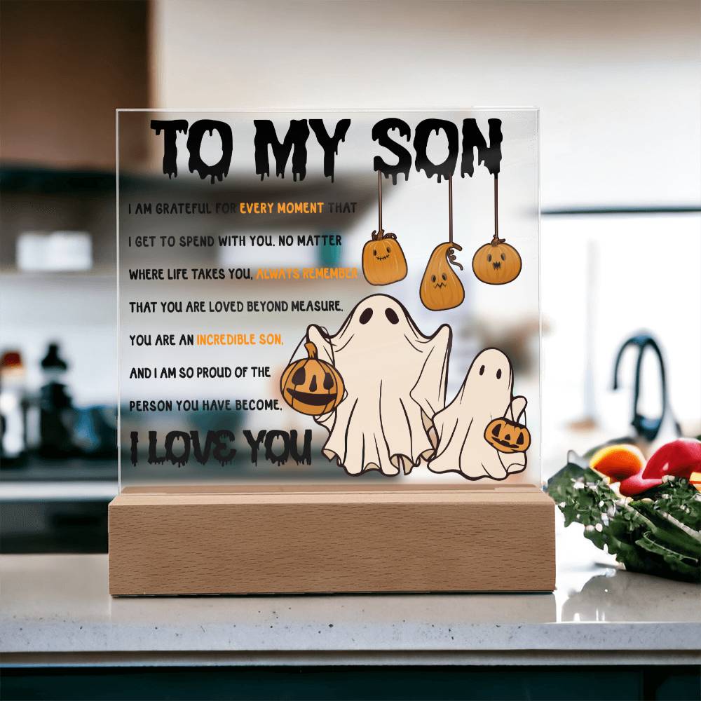 Son Halloween Gift - Incredible Son - Acrylic Square Plaque with Available Night Light