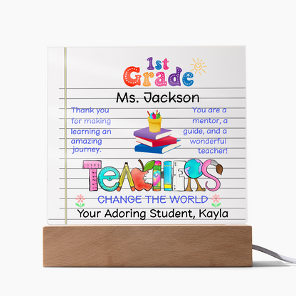 First Grade Teacher Plaque Pers
