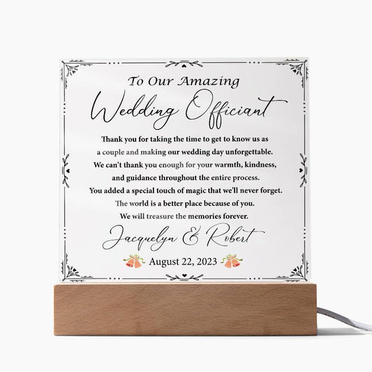 Wedding Officiant Gift, Custom Wedding Officiant Gift, Custom Acrylic Sign Plaque, Personalized Gift, Officiant Thank You Appreciation Gift