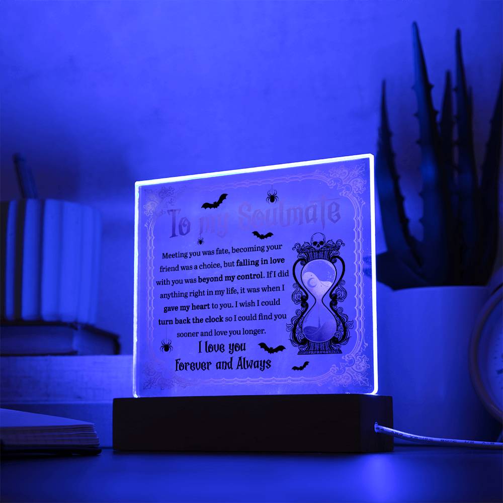 Soulmate Halloween Gift - Beyond Control - Acrylic Square Plaque with Available Night Light