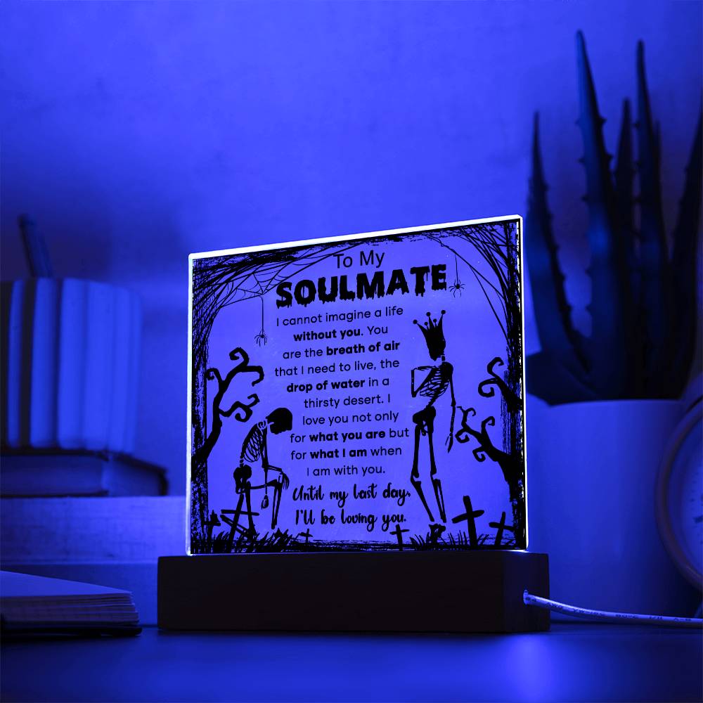 Soulmate Halloween Gift - Breath of Air - Acrylic Square Plaque with Available LED Night Light