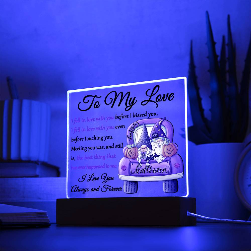 Soulmate Halloween Gift - Fell In Love - Acrylic Square Plaque with Available Night Light