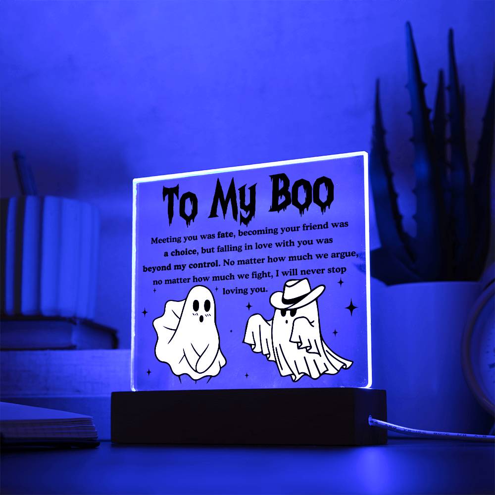 Soulmate Halloween Gift - My Boo - Acrylic Square Plaque with Available Night Light