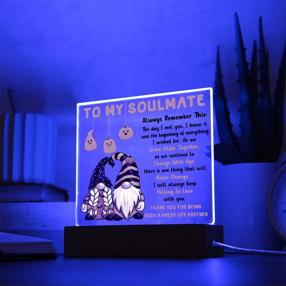 Soulmate Halloween Gift - Grow Older Together- Acrylic Square Plaque with Available Night Light