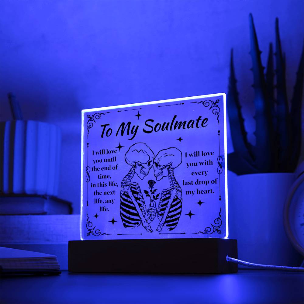 Soulmate Halloween Gift - End of Time - Acrylic Square Plaque with Available LED Night Light