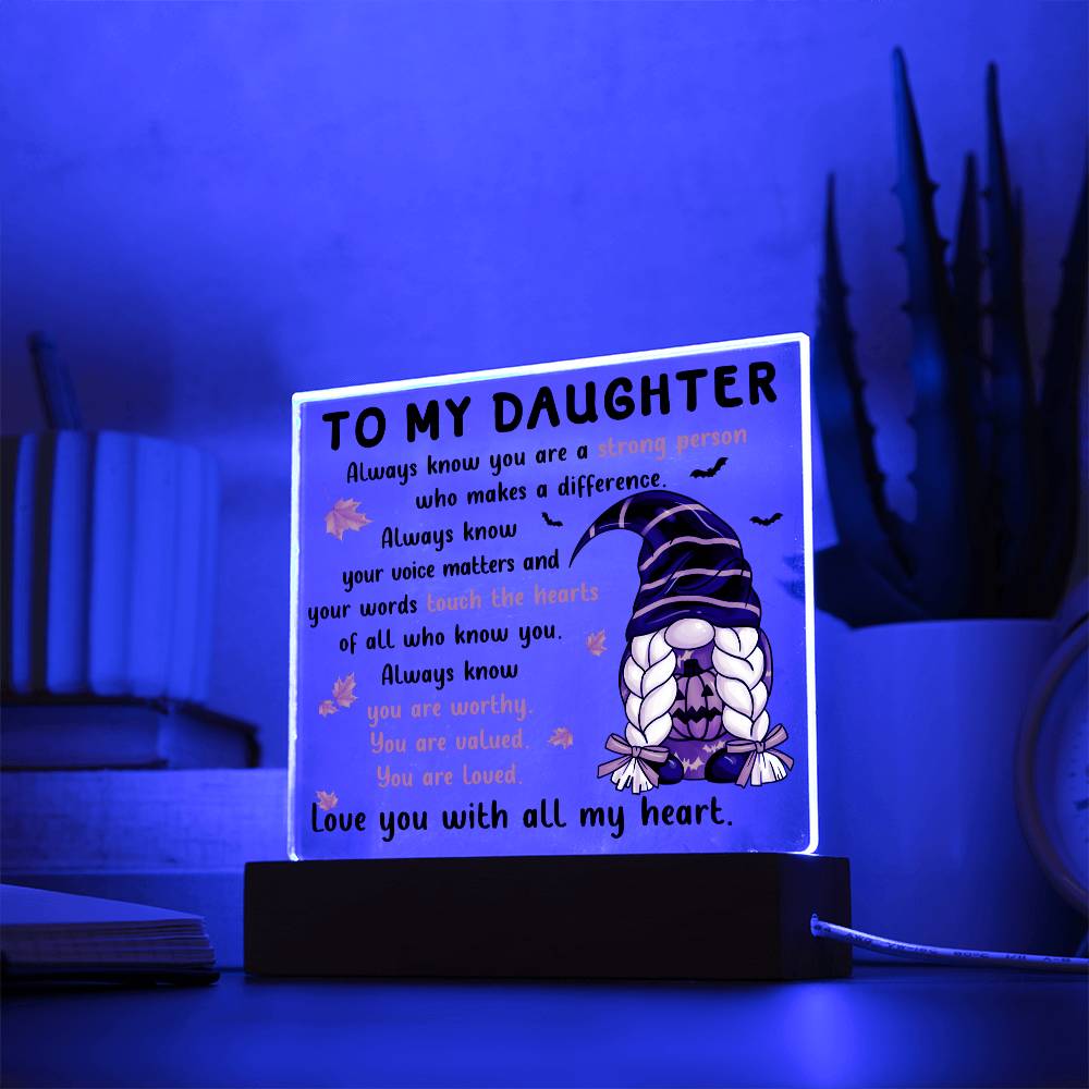 Halloween Gift For Daughter - Touch The Hearts - Acrylic Square Plaque with Available LED Night Light