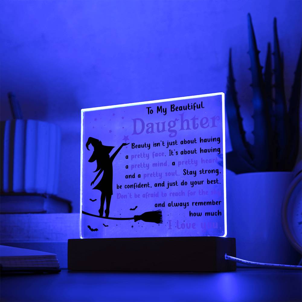 Halloween Gift For Daughter - Pretty Soul - Acrylic Square Plaque with Available LED Night Light