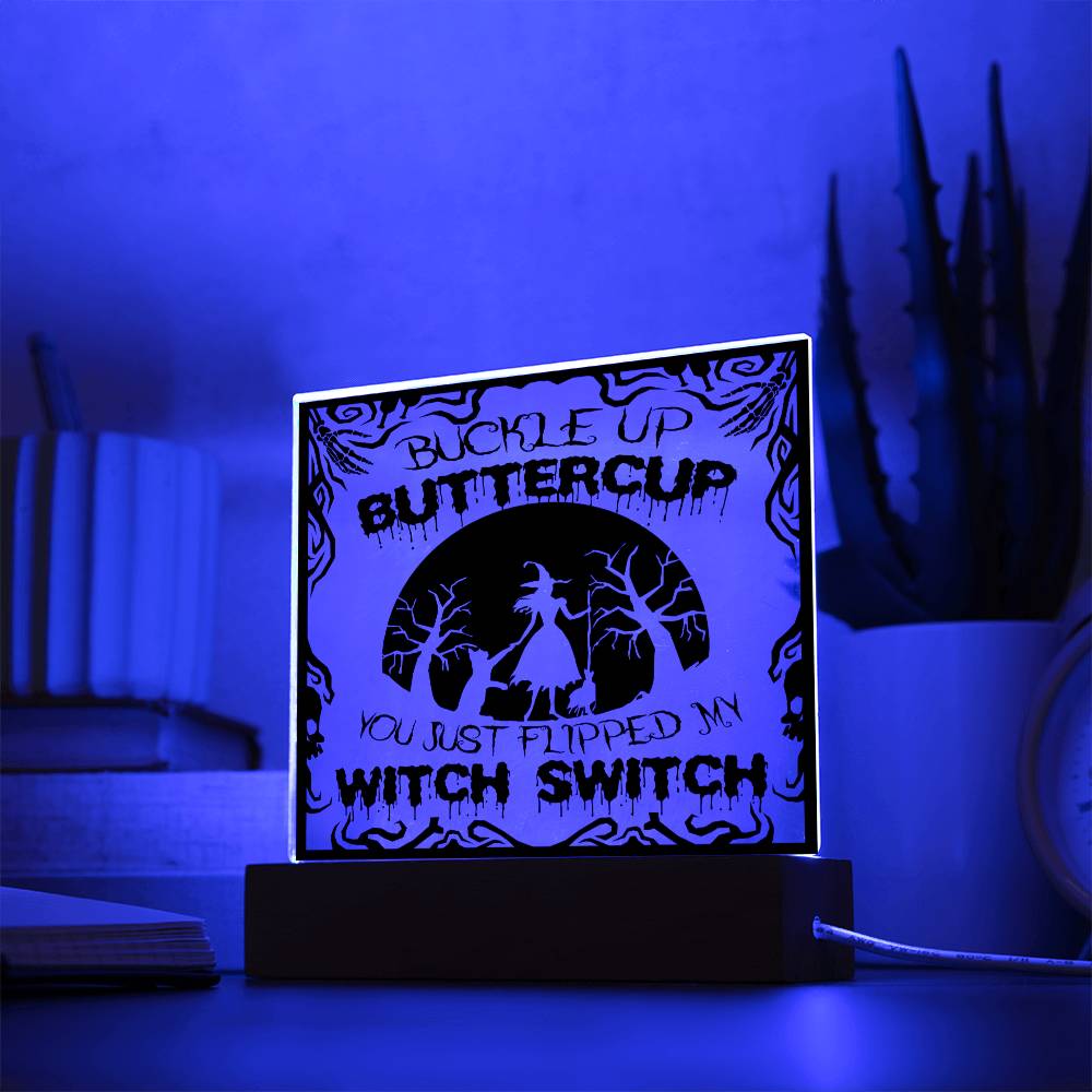 Halloween Gift - Buttercup - Acrylic Square Plaque with Available LED Night Light