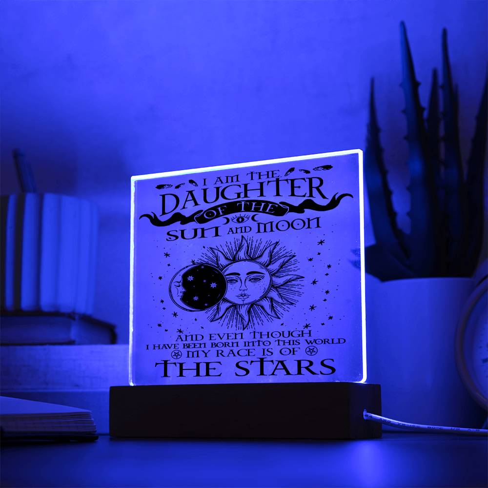 Halloween Gift For Daughter - Sun and Moon - Acrylic Square Plaque with Available LED Night Light