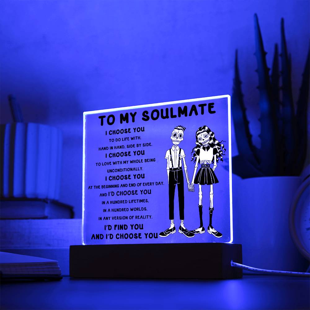 Soulmate Halloween Gift - Hundred Lifetimes - Acrylic Square Plaque with Available Night Light