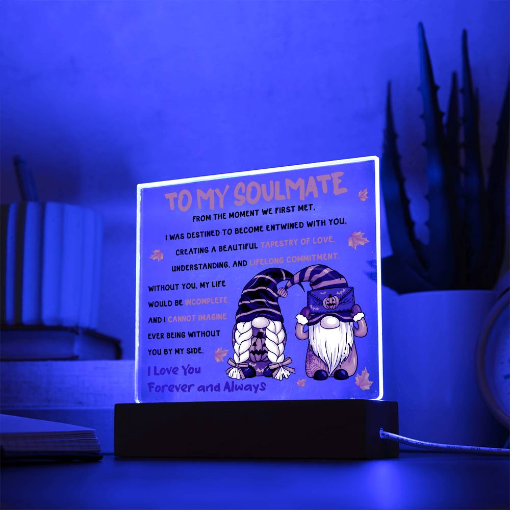 Soulmate Halloween Gift - First Met- Acrylic Square Plaque with Available Night Light