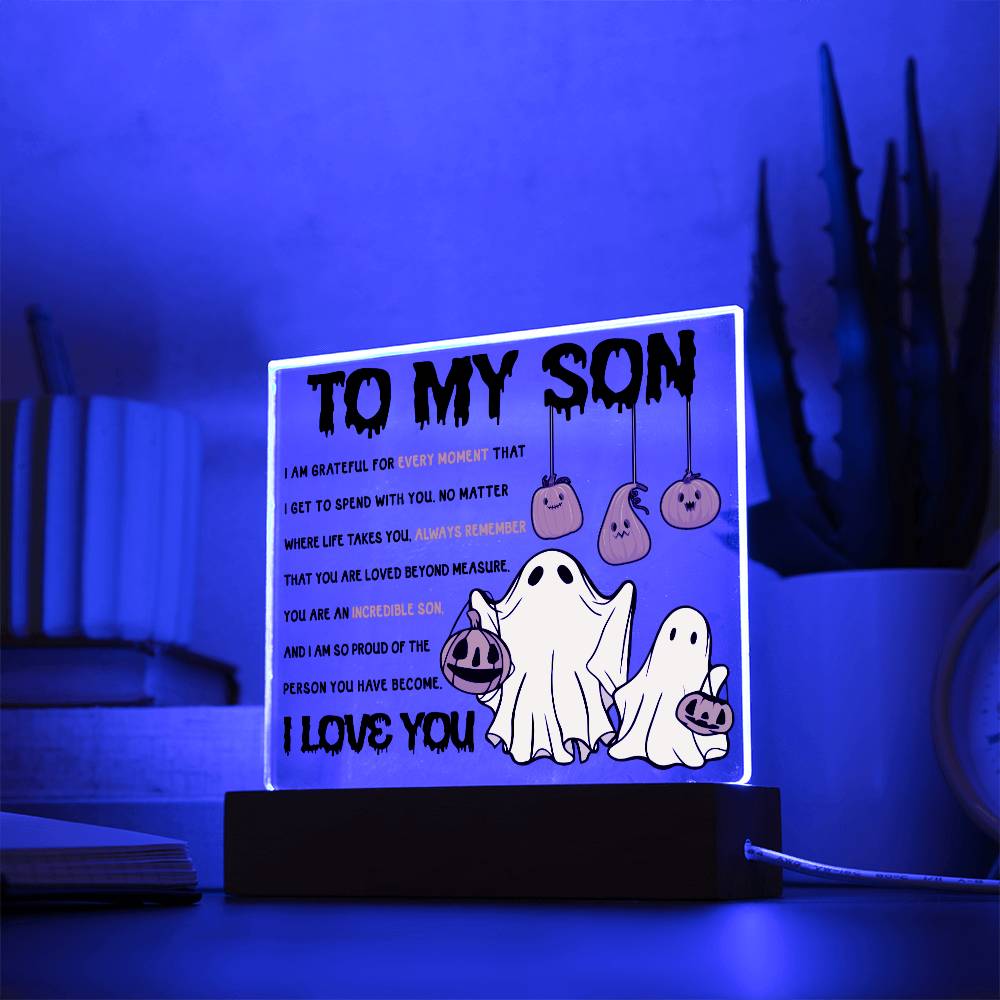 Son Halloween Gift - Incredible Son - Acrylic Square Plaque with Available Night Light