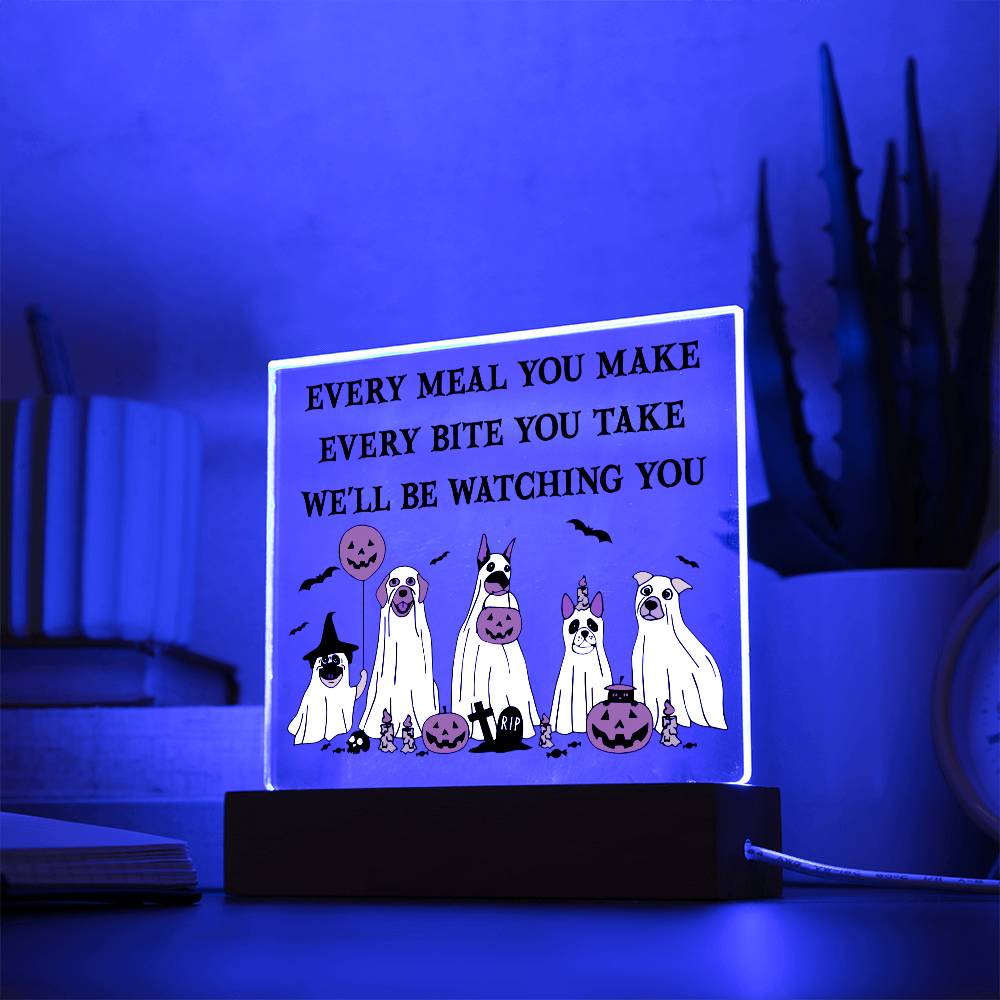 Halloween Gift - Watching You - Acrylic Square Plaque with Available Night Light