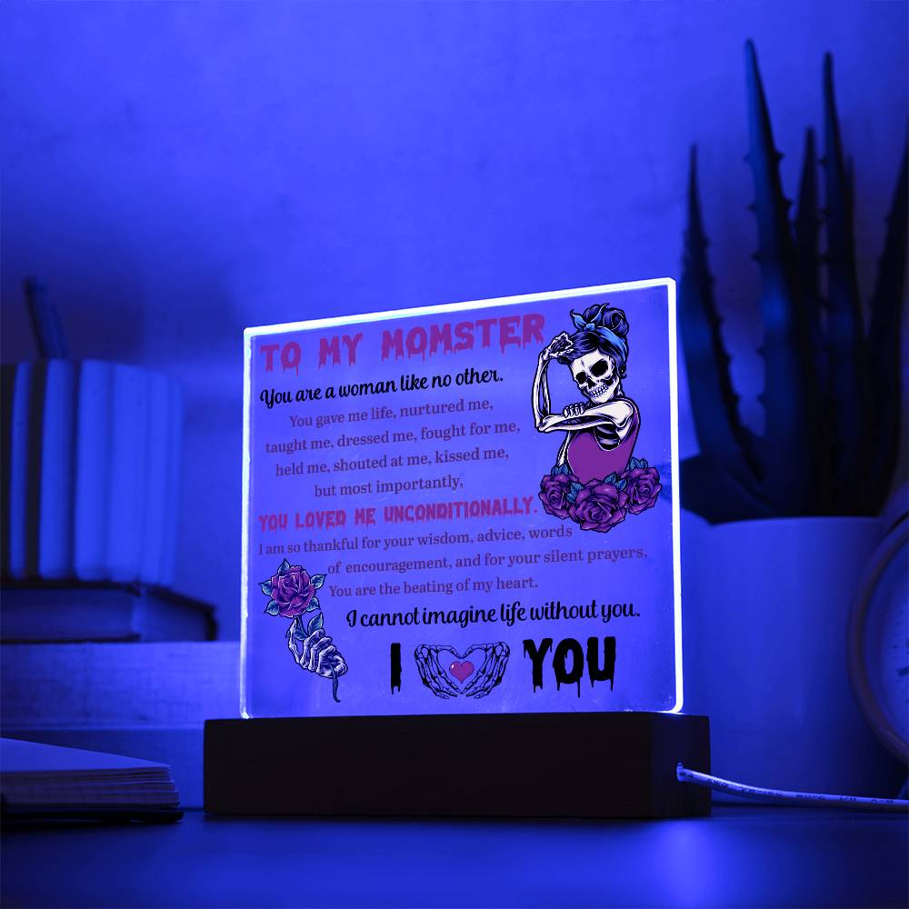 Mom Halloween Gift - Silent Prayer - Acrylic Square Plaque with Available Night Light