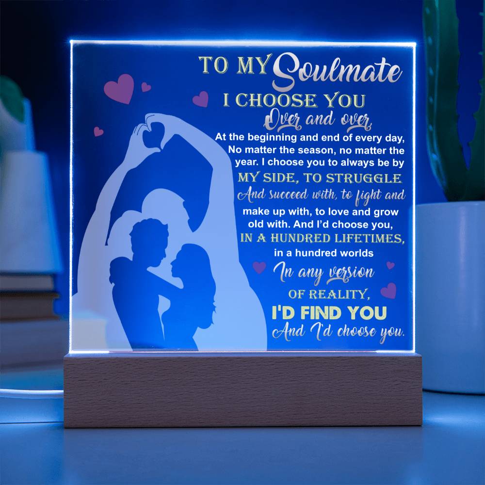 Soulmate Gift - By My Side - LED Acrylic Plaque Table Top Display