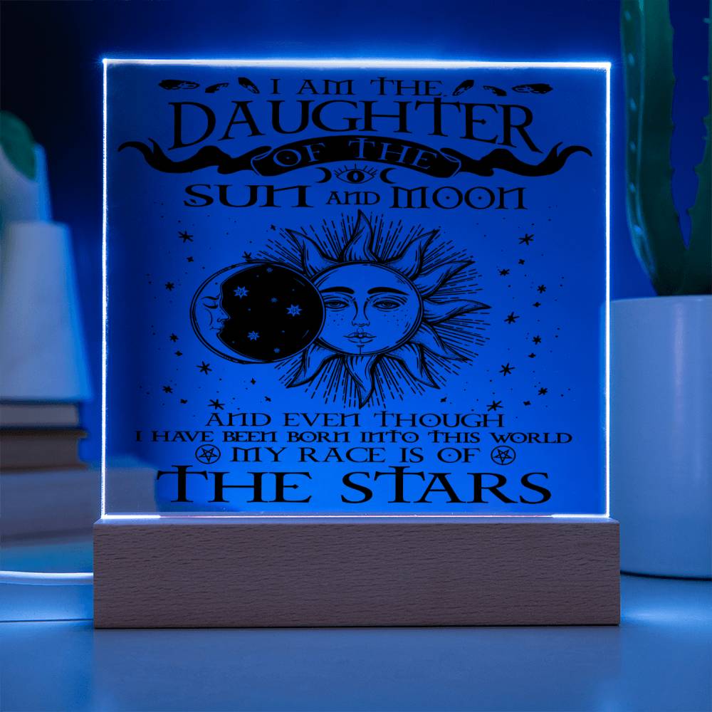 Halloween Gift For Daughter - Sun and Moon - Acrylic Square Plaque with Available LED Night Light