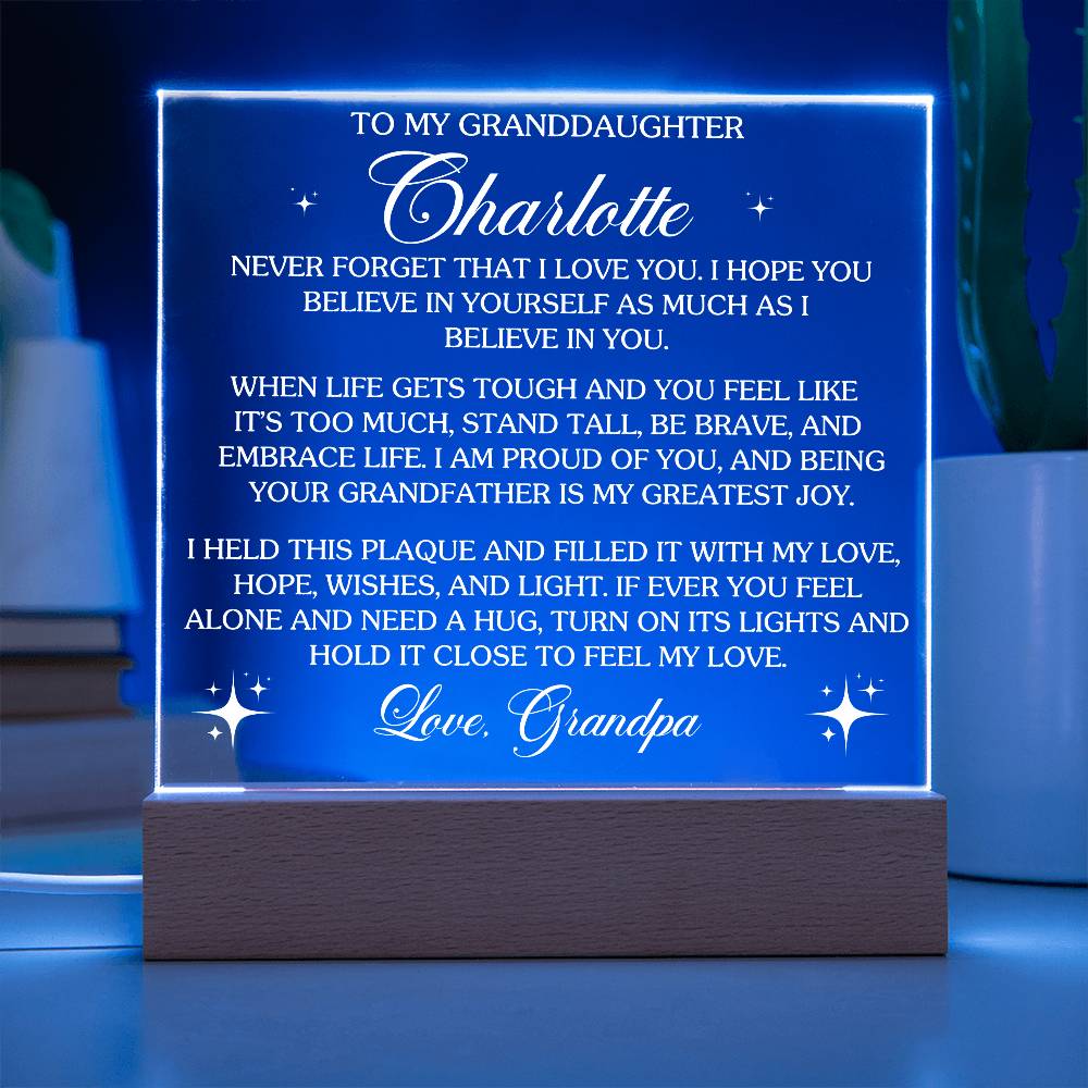 To My Granddaughter - Personalize with Names - Believe in Yourself as Much as I Believe in You  - Acrylic LED Plaque - From Grandpa or Grandma