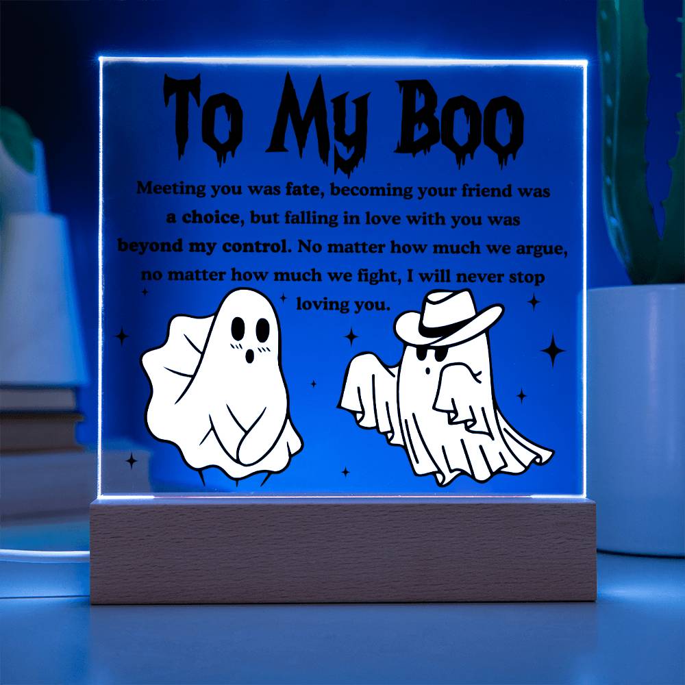 Soulmate Halloween Gift - My Boo - Acrylic Square Plaque with Available Night Light