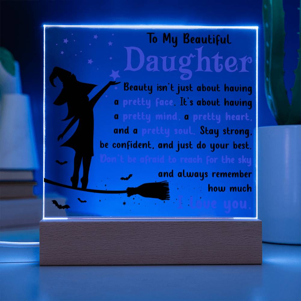 Halloween Gift For Daughter - Pretty Soul - Acrylic Square Plaque with Available LED Night Light