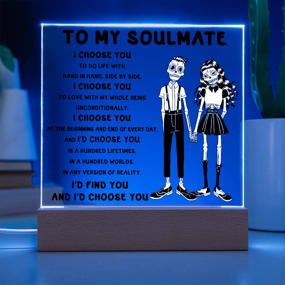 Soulmate Halloween Gift - Hundred Lifetimes - Acrylic Square Plaque with Available Night Light