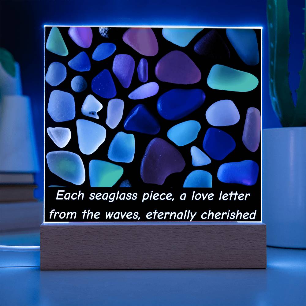 Sea Glass Love Letter Acrylic Plaque Table Top Display