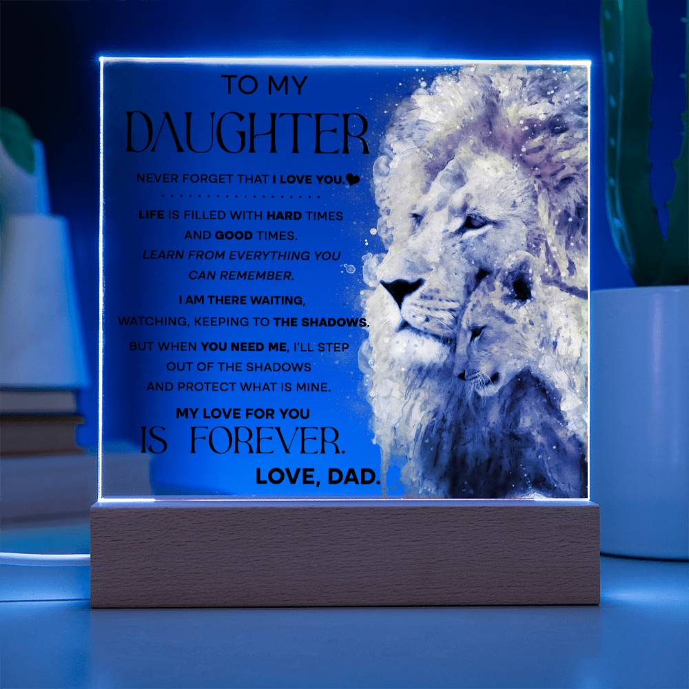 To My Daughter Gift - Acrylic Square Plaque with Available LED Night Light - Shadows