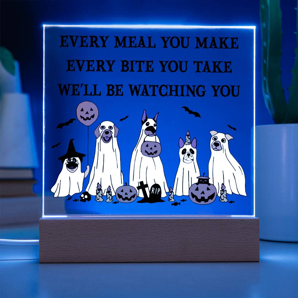 Halloween Gift - Watching You - Acrylic Square Plaque with Available Night Light