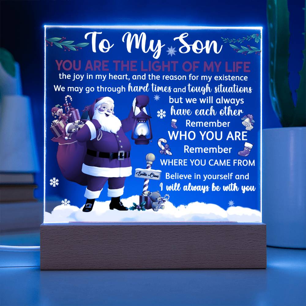 Gift For Son - Acrylic Square Plaque with Available LED Night Light - Light Of My Life