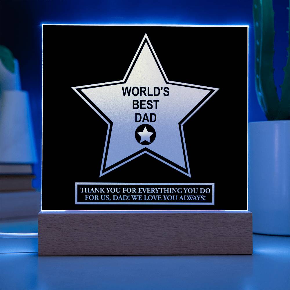 Dad Gift-Worlds Best Dad-Square Acrylic Plaque