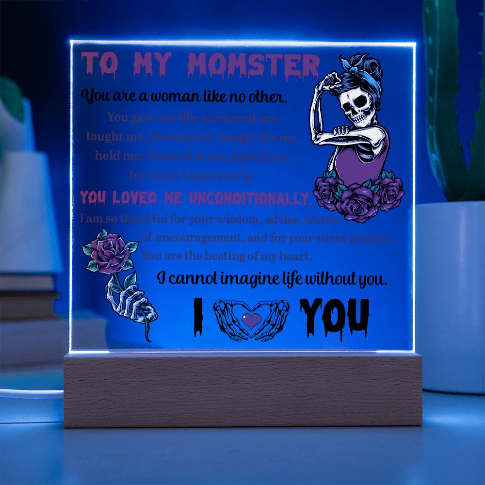 Mom Halloween Gift - Silent Prayer - Acrylic Square Plaque with Available Night Light