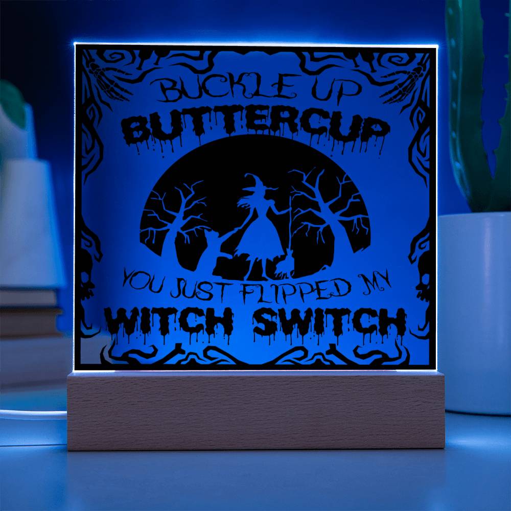 Halloween Gift - Buttercup - Acrylic Square Plaque with Available LED Night Light