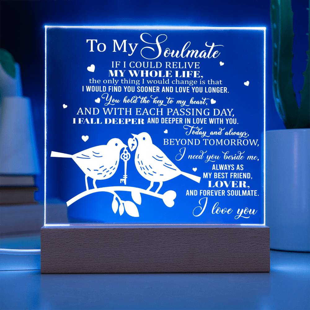 Soulmate Gift - Hold The Key - LED Acrylic Plaque Table Top Display