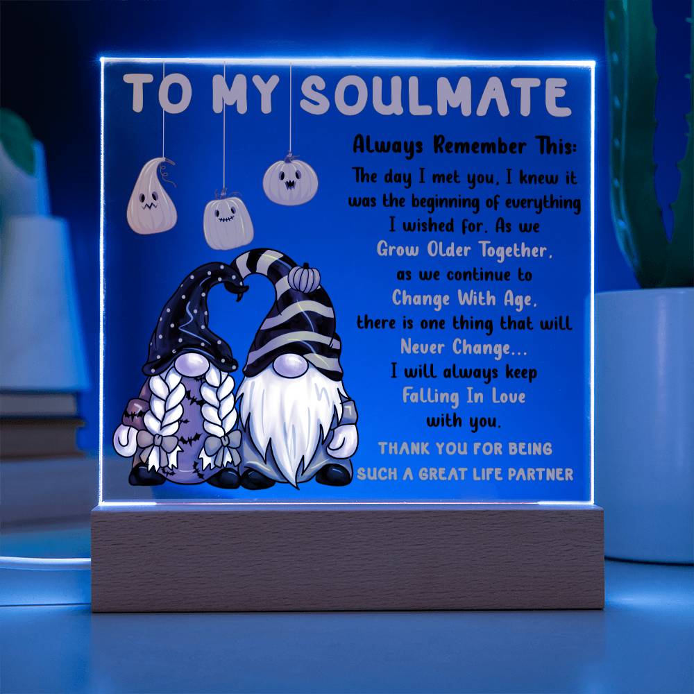 Soulmate Halloween Gift - Grow Older Together- Acrylic Square Plaque with Available Night Light