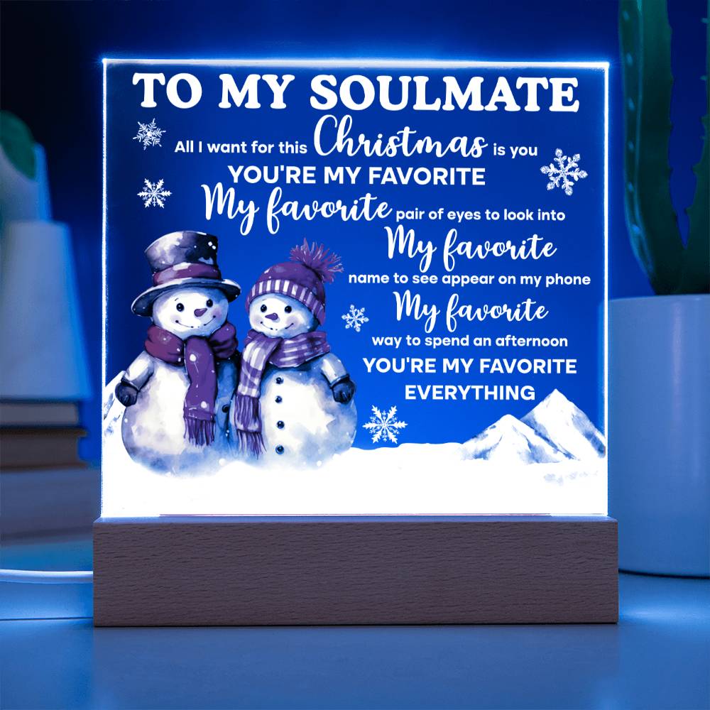 Soulmate Christmas Gift - My One and Only - Acrylic  Plaque with Available LED Night Light