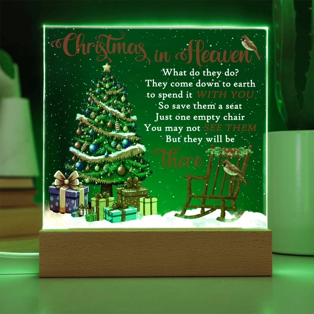 Remembering You This Christmas Gift - Acrylic Square Plaque with Available LED Night Light