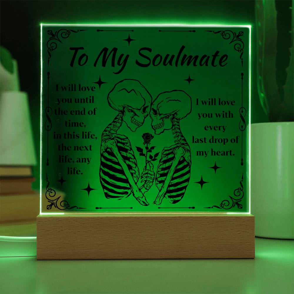 Soulmate Halloween Gift - End of Time - Acrylic Square Plaque with Available LED Night Light