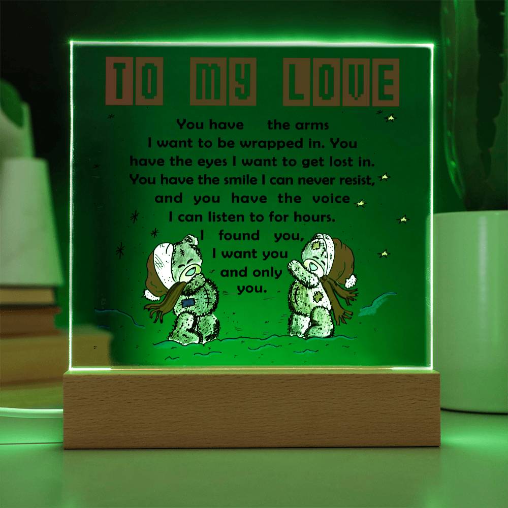 Soulmate Gift - Acrylic Square Plaque with Available LED Night Light -  I Found You