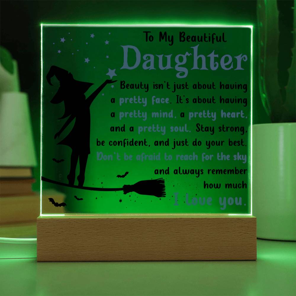 Halloween Gift For Daughter - Pretty Soul - Acrylic Square Plaque with Available LED Night Light