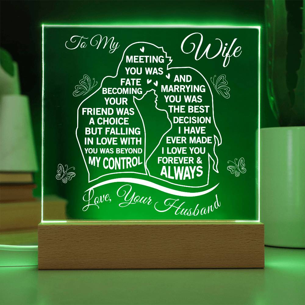 To My Wife Acrylic Message Plaque - Marrying You Was The Best Decision I Ever Made