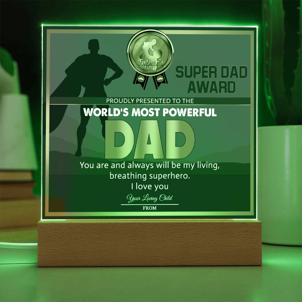 Dad Gift-Super Dad Award-Square Acrylic Plaque