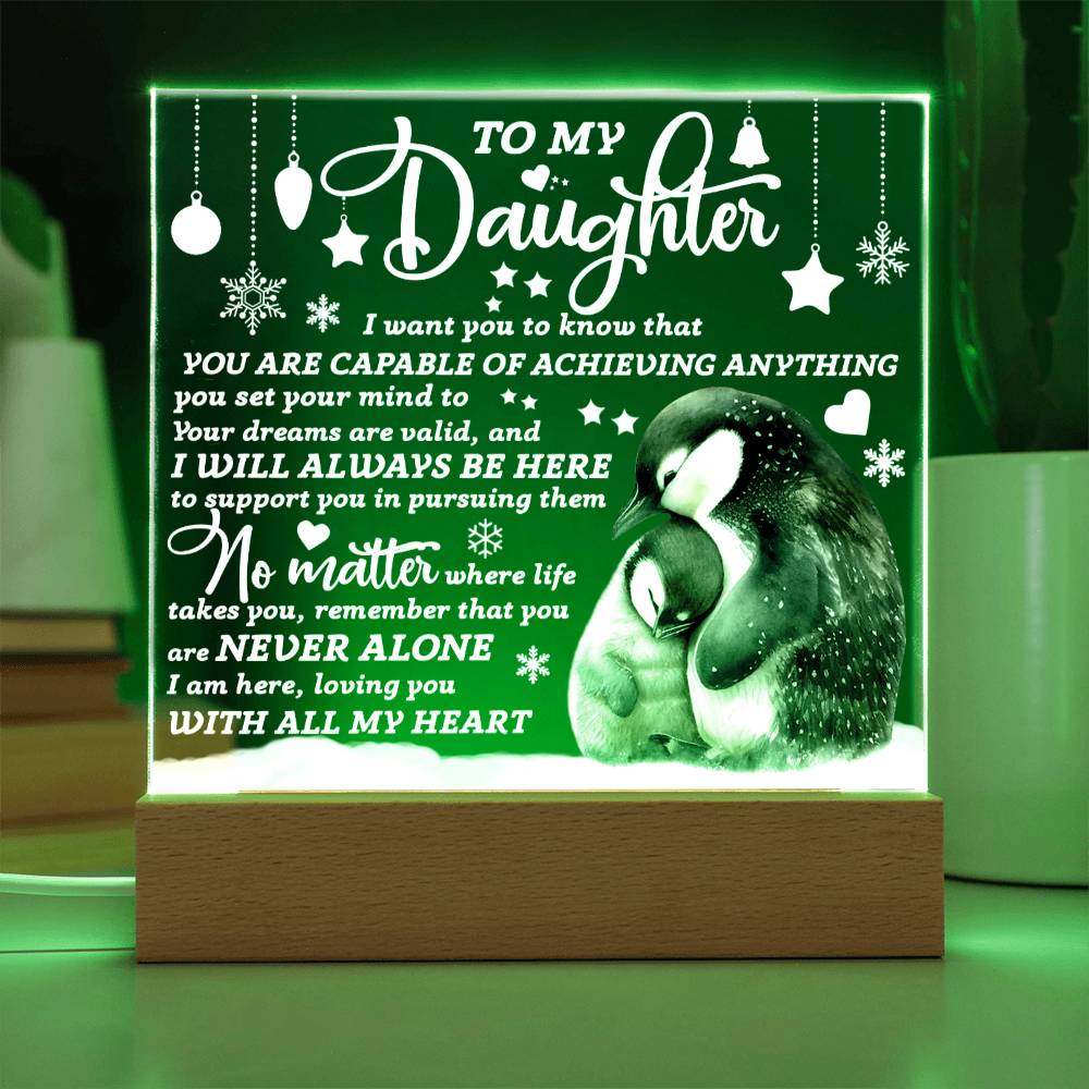 Gift For My Daughter - Loving You Acrylic Square Plaque with Available LED Night Light