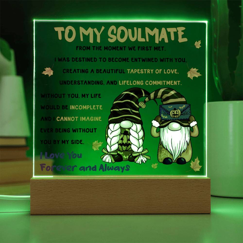 Soulmate Halloween Gift - First Met- Acrylic Square Plaque with Available Night Light