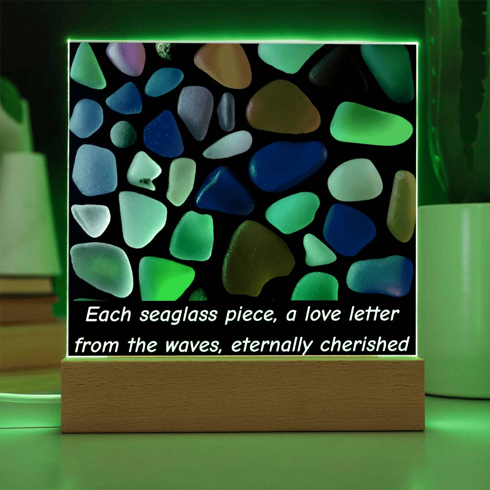 Sea Glass Love Letter Acrylic Plaque Table Top Display