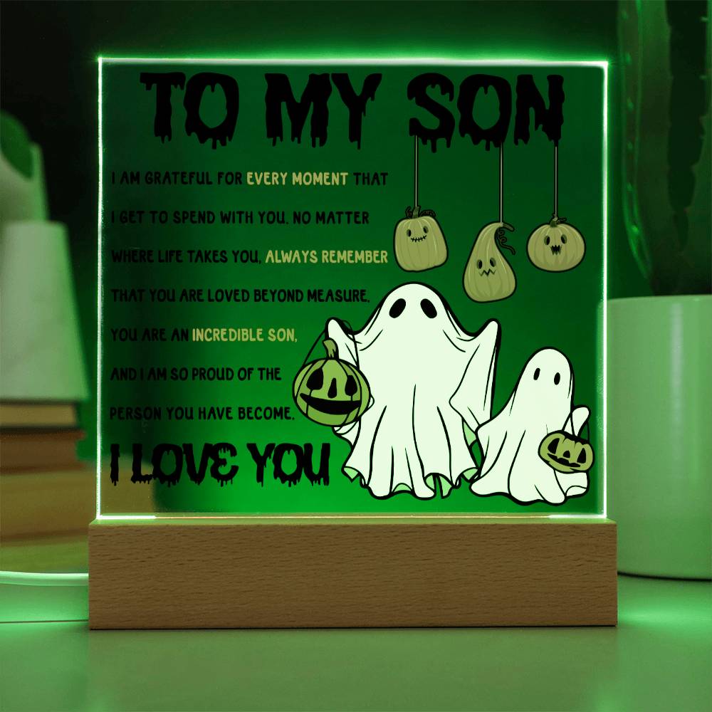 Son Halloween Gift - Incredible Son - Acrylic Square Plaque with Available Night Light