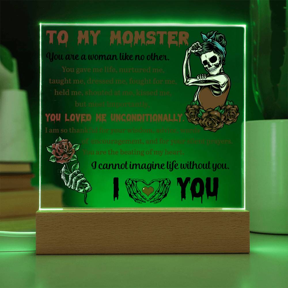 Mom Halloween Gift - Silent Prayer - Acrylic Square Plaque with Available Night Light