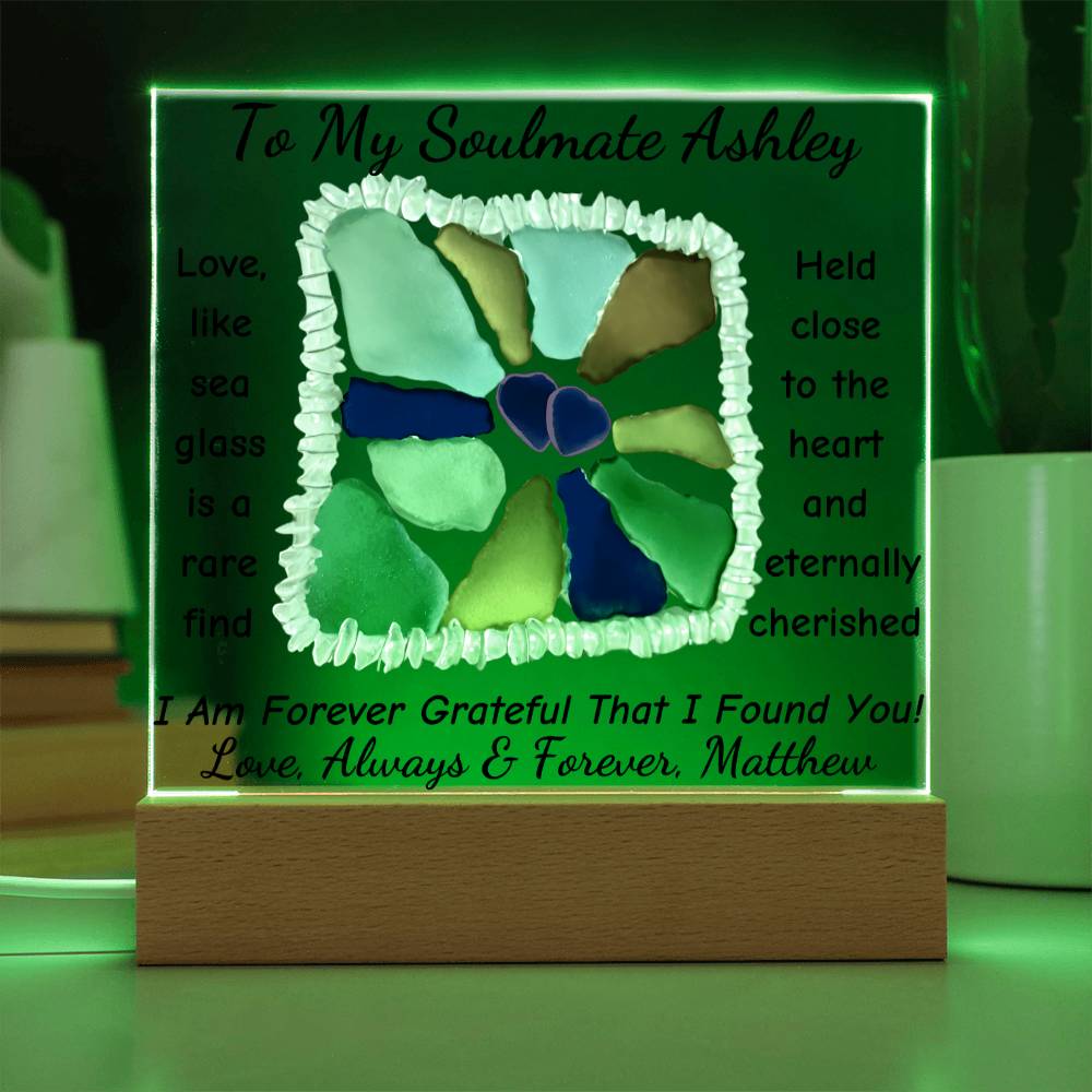 Personalized To My Soulmate Sea Glass Acrylic Plaque Table Top Display