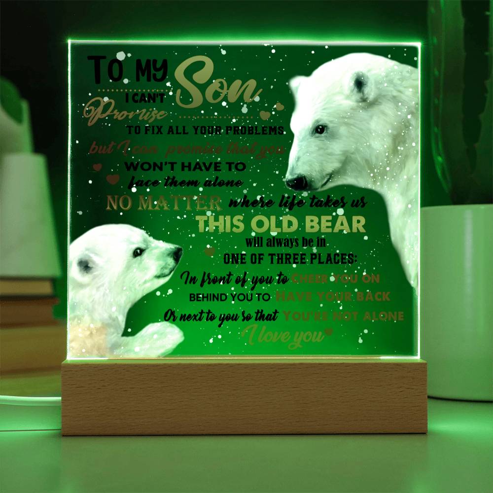 Gift For Son - Acrylic Square Plaque with Available LED Night Light - You're Not Alone