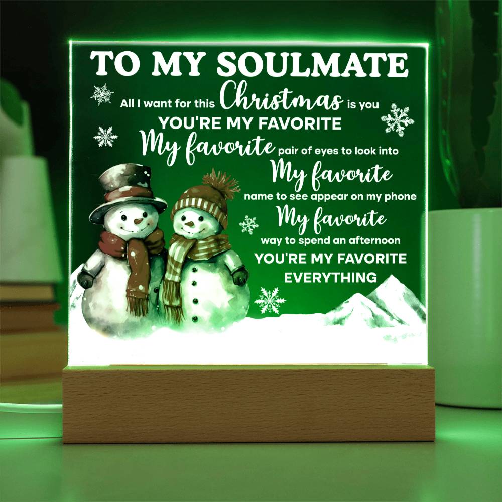 Soulmate Christmas Gift - My One and Only - Acrylic  Plaque with Available LED Night Light