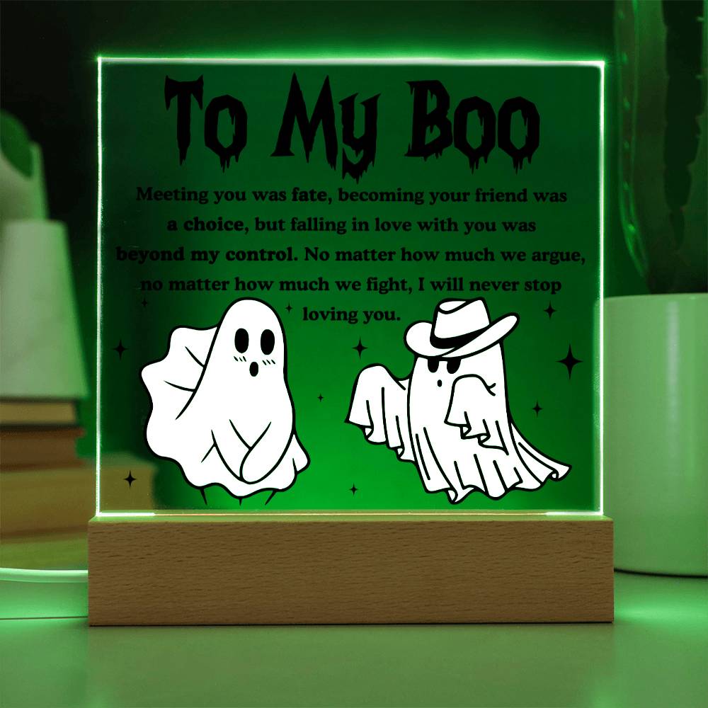 Soulmate Halloween Gift - My Boo - Acrylic Square Plaque with Available Night Light